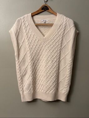 Madewell Oversized Wool Blend Cream Sweater Vest EUC!! Generous Size XS